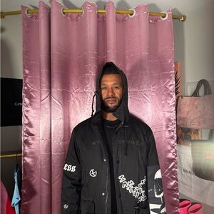 Stylish Black Graphic Men's Jacket